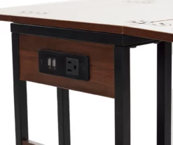 Walnut Drop-Leaf C Side Table With USB Charging -DHP SHOP 810587517 3