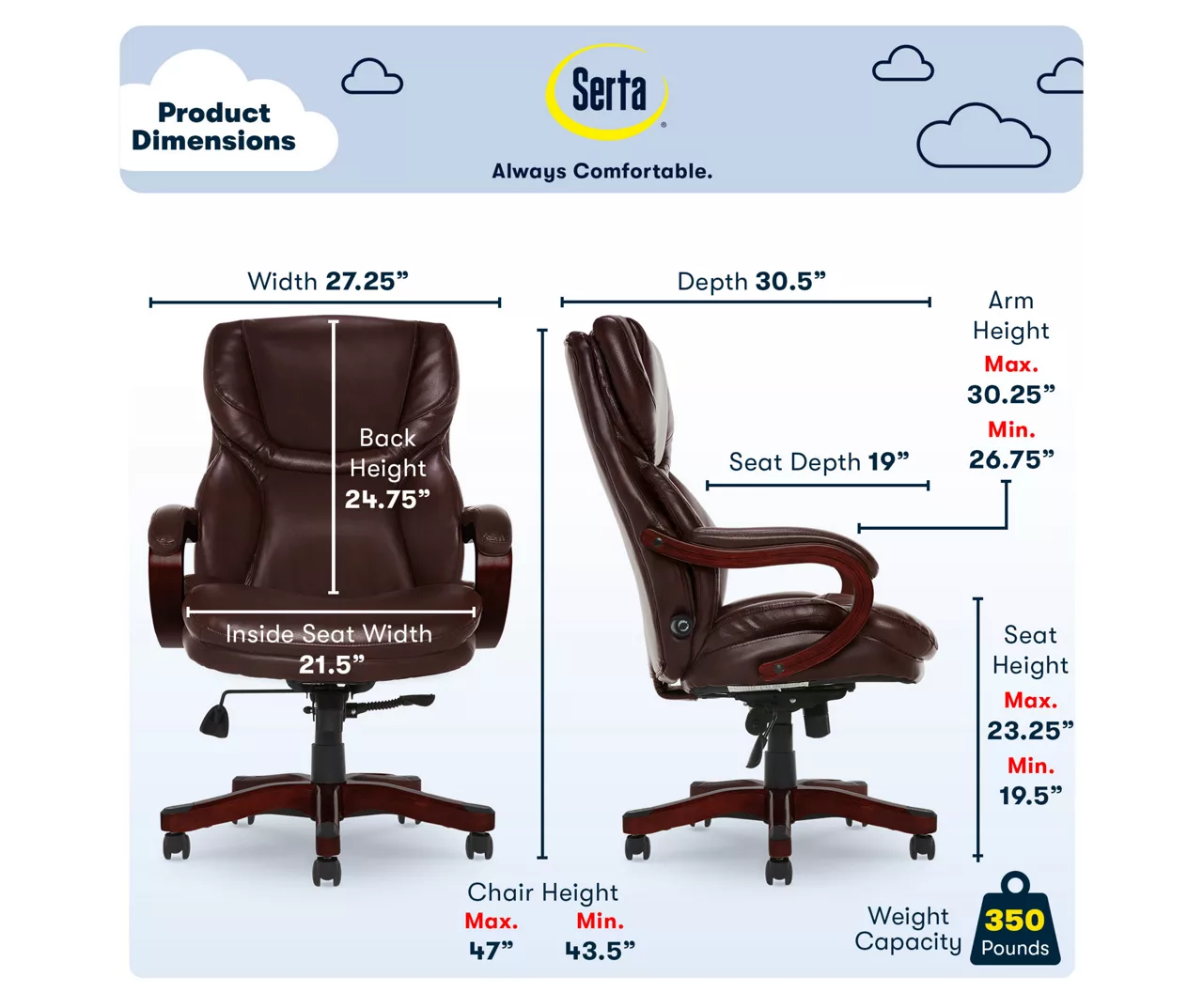 Serta Conway Big & Tall Bonded Leather Office Chair 9 Serta Conway Big & Tall Bonded Leather Office Chair - Image 9