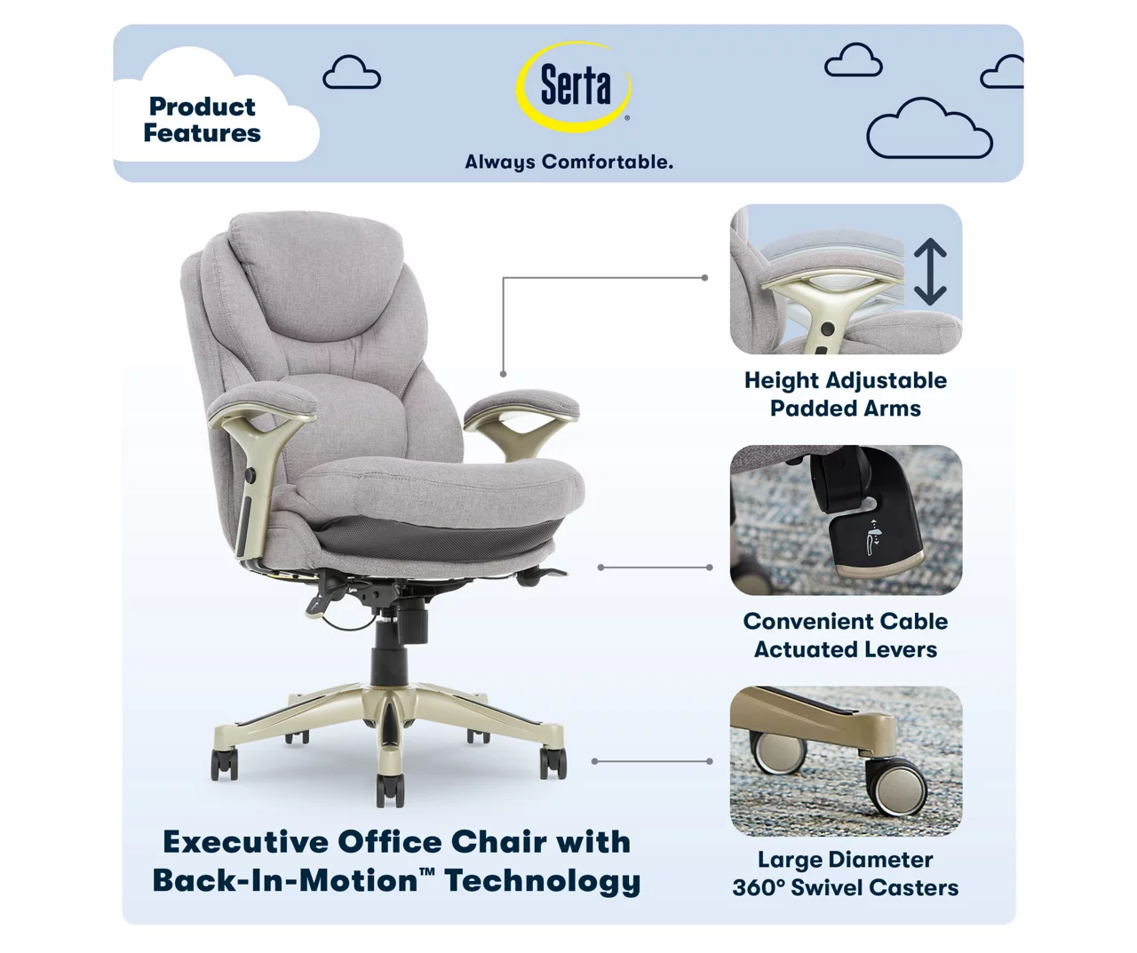 Serta Claremont Fabric Office Chair 8 Serta Claremont Fabric Office Chair - Image 8