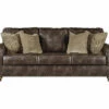Nicorvo Coffee Faux Leather Sofa