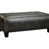 Nokomis Charcoal Faux Leather Oversize Accent Ottoman