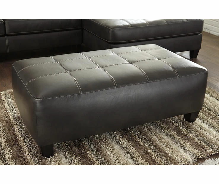 Nokomis Charcoal Faux Leather Oversize Accent Ottoman 2 Nokomis Charcoal Faux Leather Oversize Accent Ottoman - Image 2