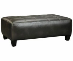 Nokomis Charcoal Faux Leather Oversize Accent Ottoman