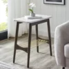 Walker Edison Faux Marble & Dark Brown Oak Tapered Leg Side Table