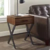 Walker Edison Dark Walnut X Leg Side Table