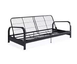 DHP Elbern Black Metal Futon With Black Microfiber Cover -DHP SHOP 810598097 10