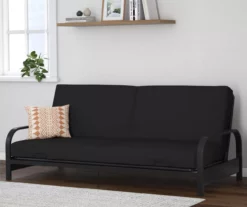 DHP Elbern Black Metal Futon With Black Microfiber Cover -DHP SHOP 810598097 3