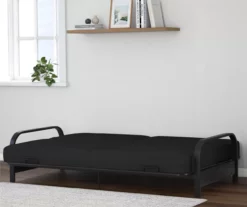 DHP Elbern Black Metal Futon With Black Microfiber Cover -DHP SHOP 810598097 4