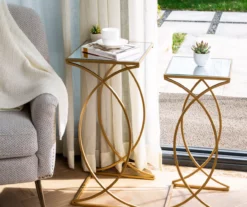 Gold Glass Top 2-Piece Nesting Accent Table Set -DHP SHOP 810598720 A0 2