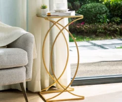 Gold Glass Top 2-Piece Nesting Accent Table Set -DHP SHOP 810598720 A0 4