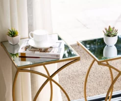 Gold Glass Top 2-Piece Nesting Accent Table Set -DHP SHOP 810598720 A0 5