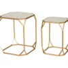 Gold Glass Top 2-Piece Nesting Side Table Set