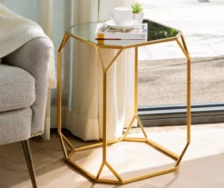 Gold Glass Top 2-Piece Nesting Side Table Set 10 Gold Glass Top 2-Piece Nesting Side Table Set -DHP SHOP 810598721 A0 4