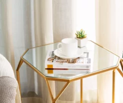 Gold Glass Top 2-Piece Nesting Side Table Set 11 Gold Glass Top 2-Piece Nesting Side Table Set -DHP SHOP 810598721 A0 5