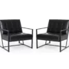 Glitzhome Modern Industrial Faux Leather Accent Chairs, 2-Pack