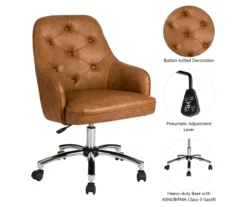 Caramel Brown Faux Leather Tufted Adjustable Office Chair -DHP SHOP 810598931 A0 6