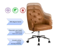 Caramel Brown Faux Leather Tufted Adjustable Office Chair -DHP SHOP 810598931 A0 7