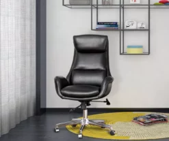 Black Mid-Century Modern Faux Leather Executive Office Chair -DHP SHOP 810598936 A0 3