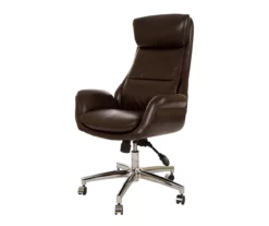 Dark Brown Mid-Century Modern Faux Leather Executive Office Chair