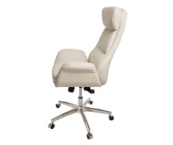 Cream Mid-Century Modern Faux Leather Executive Office Chair 11 Cream Mid-Century Modern Faux Leather Executive Office Chair -DHP SHOP 810598938 A0 4