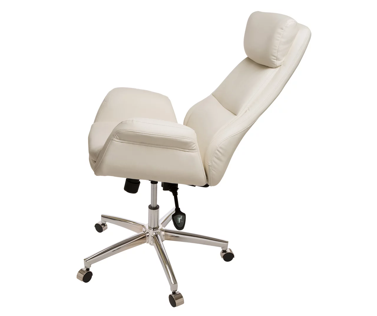 Cream Mid-Century Modern Faux Leather Executive Office Chair 5 Cream Mid-Century Modern Faux Leather Executive Office Chair - Image 5