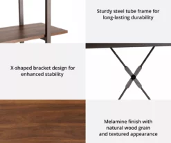 Walnut Modern Open 4-Shelf Bookcase -DHP SHOP 810598940 A0 6