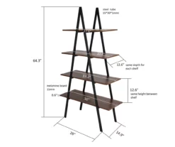 Walnut Modern A-Frame 4-Shelf Bookcase -DHP SHOP 810598942 A0 7