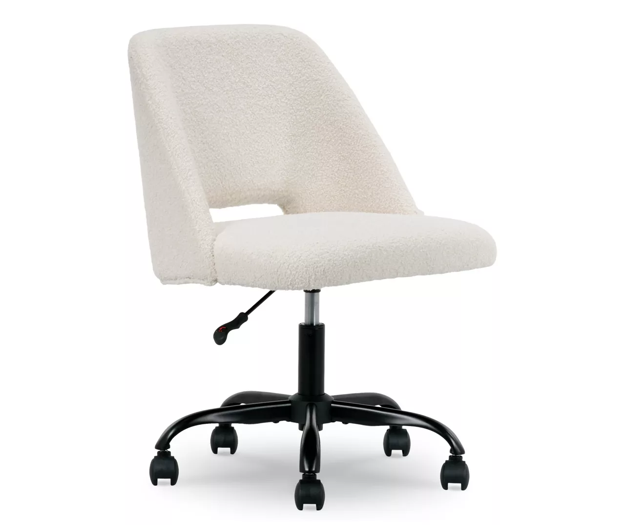 Cream Faux Wool Boucle Rolling Swivel Office Chair 1 Cream Faux Wool Boucle Rolling Swivel Office Chair