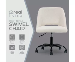 Cream Faux Wool Boucle Rolling Swivel Office Chair 16 Cream Faux Wool Boucle Rolling Swivel Office Chair -DHP SHOP 810606674 A0 2