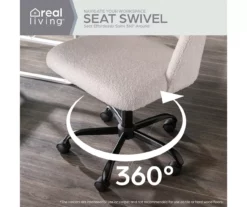 Cream Faux Wool Boucle Rolling Swivel Office Chair 18 Cream Faux Wool Boucle Rolling Swivel Office Chair -DHP SHOP 810606674 A0 4
