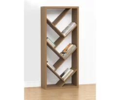 Brown Woodgrain Diagonal Shelf Bookcase -DHP SHOP 810606678 B0