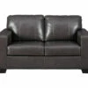 Morelos Gray Leather Loveseat