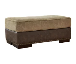 Alesbury Brown Faux Leather Ottoman -DHP SHOP 810612254 1