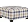 Meggett Blue & Beige Plaid Oversize Accent Ottoman