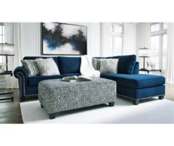 Trendle Blue & Tan Oversize Accent Ottoman -DHP SHOP 810612384 4