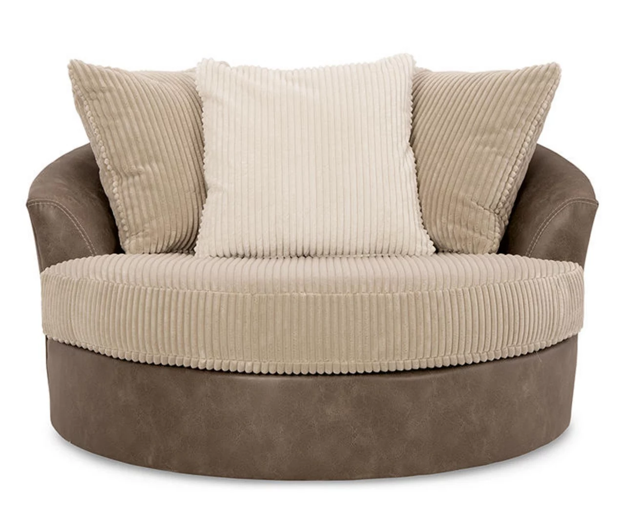 Keskin Brown Faux Leather Oversize Swivel Accent Chair 1 Keskin Brown Faux Leather Oversize Swivel Accent Chair