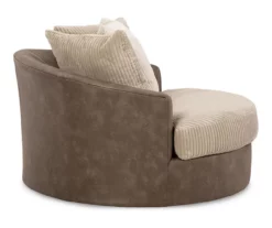 Keskin Brown Faux Leather Oversize Swivel Accent Chair 7 Keskin Brown Faux Leather Oversize Swivel Accent Chair -DHP SHOP 810612413 3