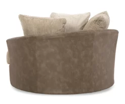 Keskin Brown Faux Leather Oversize Swivel Accent Chair 8 Keskin Brown Faux Leather Oversize Swivel Accent Chair -DHP SHOP 810612413 4