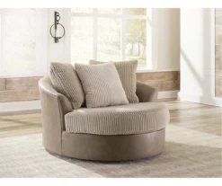 Keskin Brown Faux Leather Oversize Swivel Accent Chair 9 Keskin Brown Faux Leather Oversize Swivel Accent Chair -DHP SHOP 810612413 5