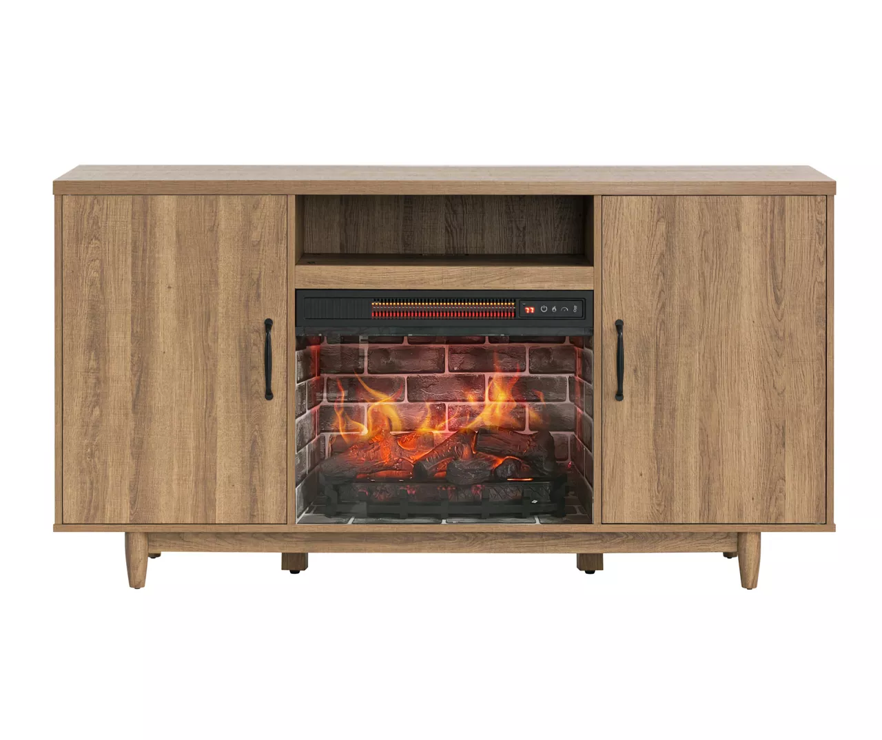 60" Modern Tan Electric Fireplace Console 1 60" Modern Tan Electric Fireplace Console