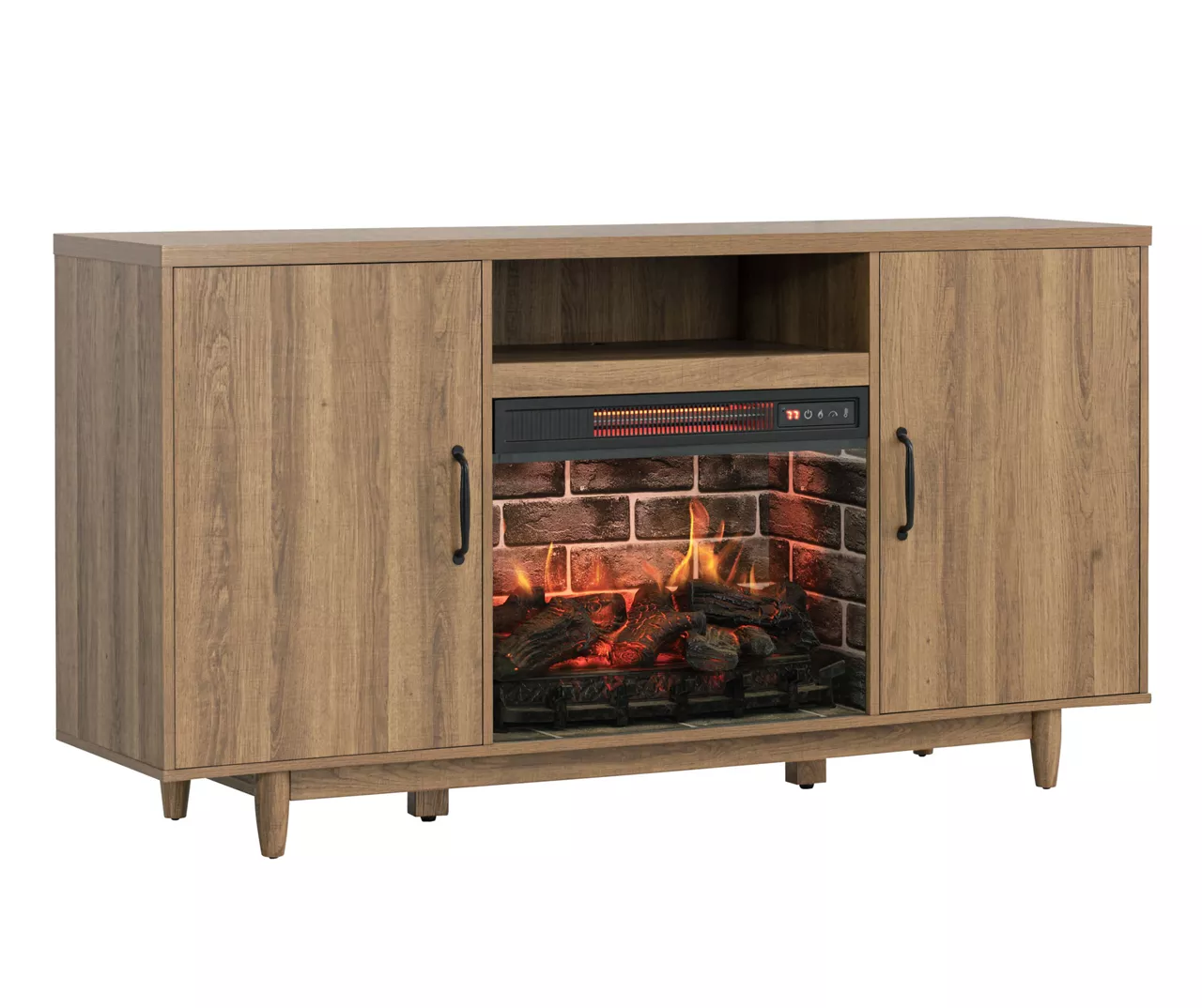 60" Modern Tan Electric Fireplace Console 5 60" Modern Tan Electric Fireplace Console - Image 5