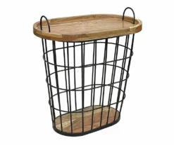 Metal Storage Table With Acacia Lid -DHP SHOP 810617764 A0 3