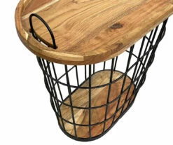 Metal Storage Table With Acacia Lid -DHP SHOP 810617764 A0 4