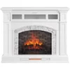 62" White Marble Grand Electric Fireplace Console