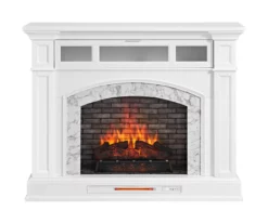 DHP SHOP 41 62" White Marble Grand Electric Fireplace Console