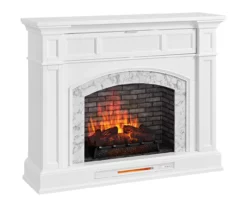 62" White Marble Grand Electric Fireplace Console -DHP SHOP 810617766 A0 2