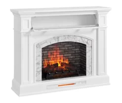 62" White Marble Grand Electric Fireplace Console -DHP SHOP 810617766 A0 3