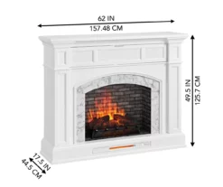 62" White Marble Grand Electric Fireplace Console -DHP SHOP 810617766 A6
