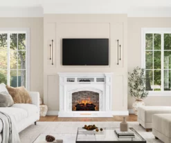62" White Marble Grand Electric Fireplace Console -DHP SHOP 810617766 B0 2