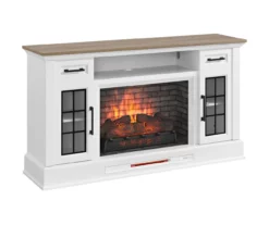 60" White 2-Door Electric Fireplace Console -DHP SHOP 810618088 A0 2